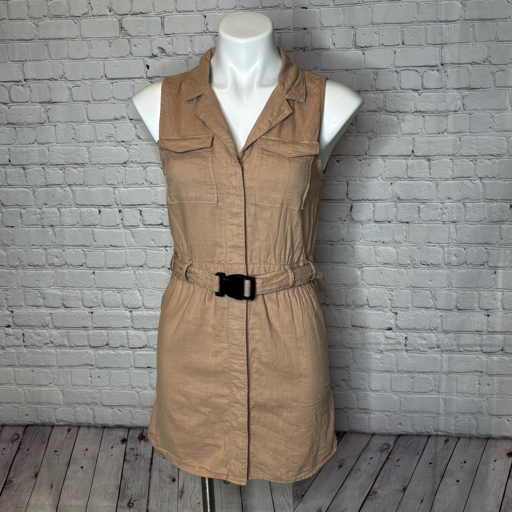 H&M Divided Tan Safari Mini Dress with Belt Size XS